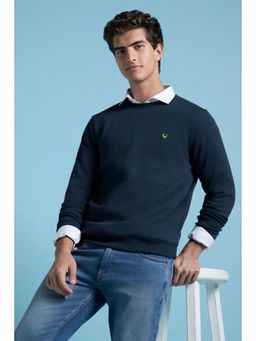 Allen Solly - Mens Navy Blue Full Sleeves Casual Sweatshirt