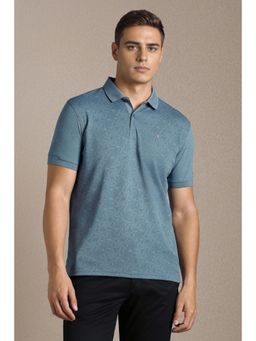 Louis Philippe - Mens Blue Print Polo T-Shirt