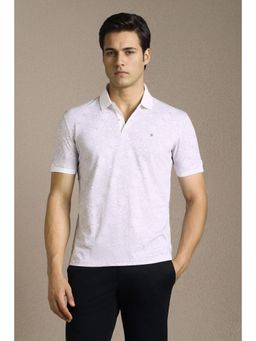 Louis Philippe - Mens Lilac Print Polo Neck T-Shirt