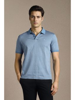 Louis Philippe - Mens Light Blue Print Polo T-Shirt