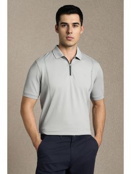 Louis Philippe - Mens Grey Solid Polo T-Shirt