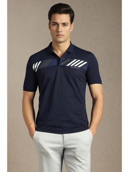 Louis Philippe - Mens Navy Blue Printed Polo T-Shirt