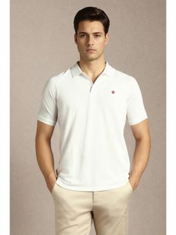 Louis Philippe - Mens White Solid Polo T-Shirt
