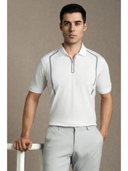 Louis Philippe - Mens White Solid Polo T-Shirt