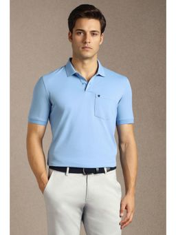Louis Philippe - Mens Light Blue Solid Polo T-Shirt