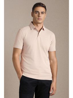 Louis Philippe - Mens Beige Print Polo T-Shirt