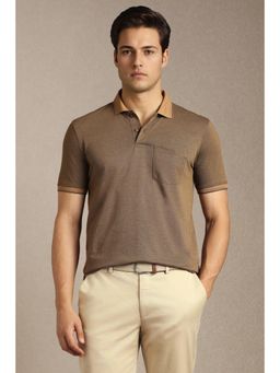 Louis Philippe - Mens Brown Textured Polo T-Shirt