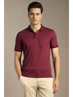 Louis Philippe - Mens Maroon Print Polo T-Shirt