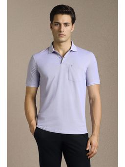 Louis Philippe - Mens Lilac Textured Polo T-Shirt