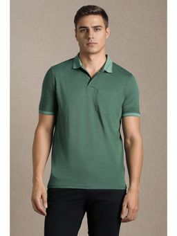 Louis Philippe - Mens Green Solid Polo T-Shirt