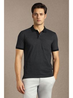Louis Philippe - Mens Black Print Polo T-Shirt