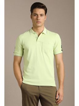Louis Philippe - Mens Green Solid Polo T-Shirt