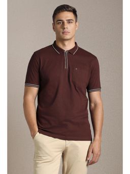 Louis Philippe - Mens Brown Textured Polo T-Shirt