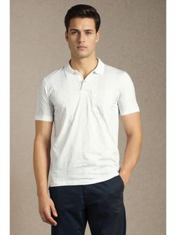 Louis Philippe - Mens White Print Polo T-Shirt