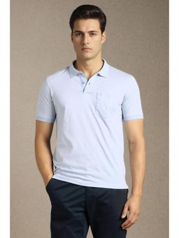 Louis Philippe - Mens Light Blue Print Polo T-Shirt