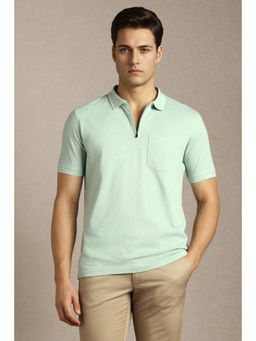 Louis Philippe - Mens Green Textured Polo T-Shirt