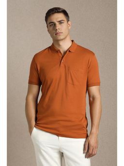 Louis Philippe - Mens Orange Solid Polo T-Shirt