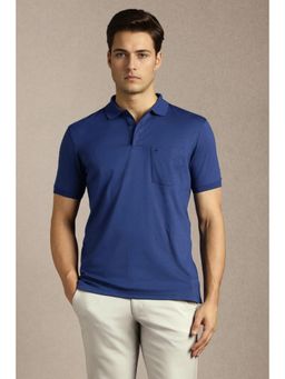 Louis Philippe - Mens Navy Blue Solid Polo T-Shirt