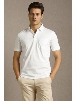 Louis Philippe - Mens White Solid Polo T-Shirt