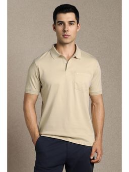 Louis Philippe - Mens Beige Solid Polo T-Shirt