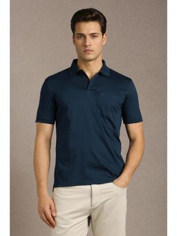 Louis Philippe - Mens Navy Blue Solid Polo T-Shirt