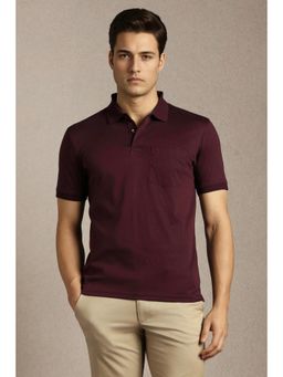 Louis Philippe - Mens Maroon Solid Polo T-Shirt
