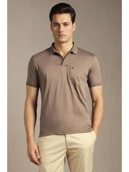 Louis Philippe - Mens Brown Solid Polo T-Shirt