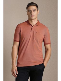 Louis Philippe - Mens Maroon Textured Polo T-Shirt