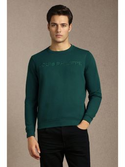 Louis Philippe - Mens Casual Green Graphic Sweatshirt