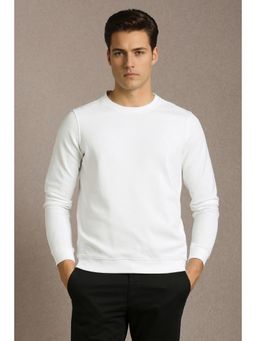 Louis Philippe - Mens Casual White Textured Sweatshirt