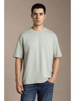 Louis Philippe - Mens Grey Solid Crew Neck T-Shirt