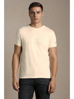 Louis Philippe - Mens Beige Print Crew Neck T-Shirt