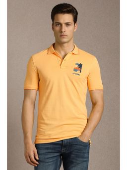Louis Philippe - Mens Yellow Embroidered Polo T-Shirt