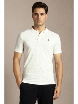 Louis Philippe - Mens White Print Polo T-Shirt