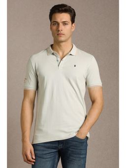 Louis Philippe - Mens Grey Solid Polo T-Shirt