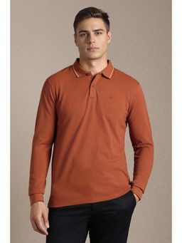 Louis Philippe - Mens Brown Solid Polo T-Shirt