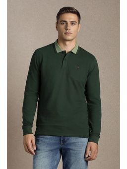 Louis Philippe - Mens Green Solid Polo T-Shirt