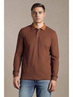 Louis Philippe - Mens Brown Solid Polo T-Shirt