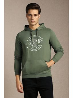 Louis Philippe - Mens Casual Olive Graphic Print Hoodie