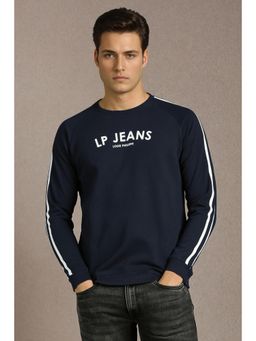 Louis Philippe - Mens Casual Navy Blue Solid Sweatshirt