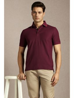 Louis Philippe - Mens Maroon Solid Polo T-Shirt