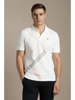 Louis Philippe - Mens White Printed Polo T-Shirt