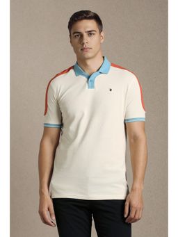 Louis Philippe - Mens White Solid Polo T-Shirt