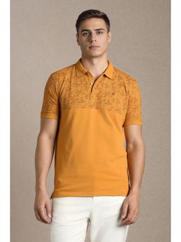 Louis Philippe - Mens Yellow Print Polo T-Shirt