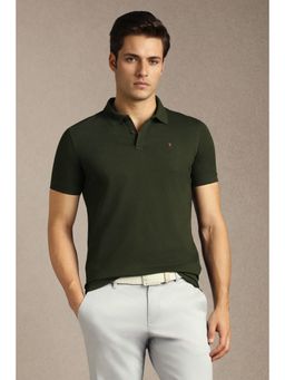 Louis Philippe - Mens Green Solid Polo T-Shirt