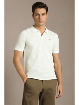Louis Philippe - Mens Off White Print Polo T-Shirt