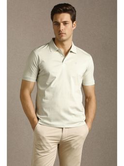 Louis Philippe - Mens Off White Solid Polo T-Shirt