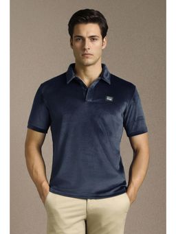 Louis Philippe - Mens Navy Blue Solid Polo T-Shirt