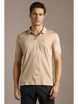 Louis Philippe - Mens Beige Solid Polo T-Shirt
