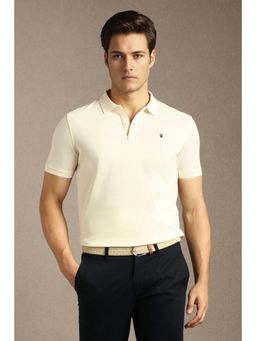 Louis Philippe - Mens Beige Solid Polo T-Shirt